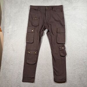 Nova Men 38x32 Brown Cargo Pants Slim Fit Multi-Pocket Utility Workwear Casual